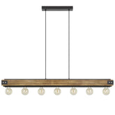 Eglo Lighting Indoor Pendants Layham 7Lt Pendant Light in Black & Rustic Wood Lights-For-You 205157 9008606238880